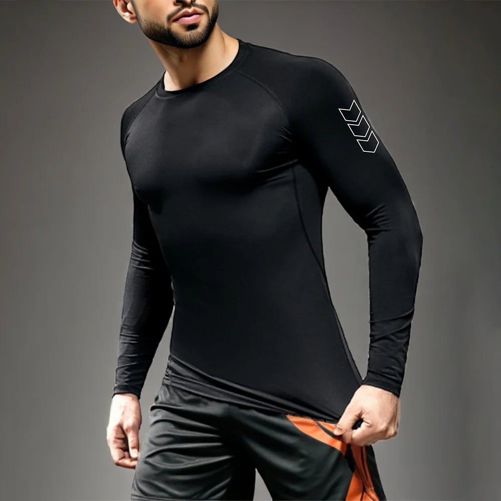 🖤 Men’s Black Compression Long Sleeve Base Layer