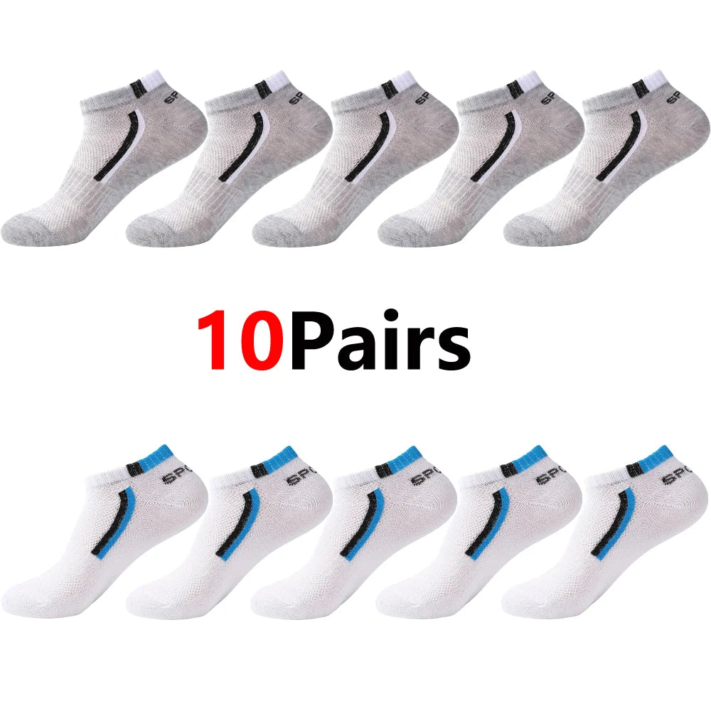 🧦 30 Pairs Men’s Mesh Ankle Socks | Color‑Block Sports & Casual