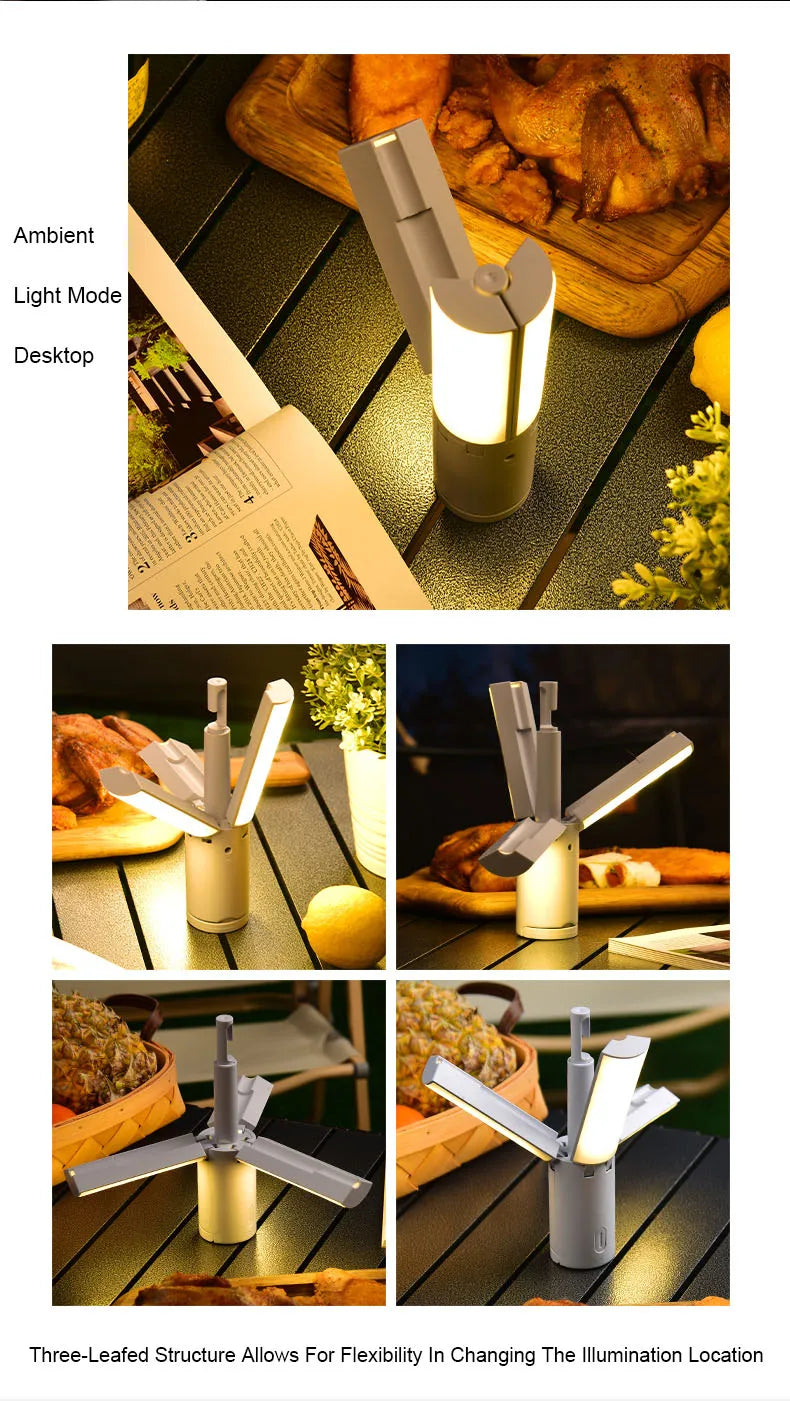 Outdoor Camping Light Portable Lantern Folding Rechargeable 3 Modes Dimmable for Outdoor Indoor Camping Tent Emergency Lighting