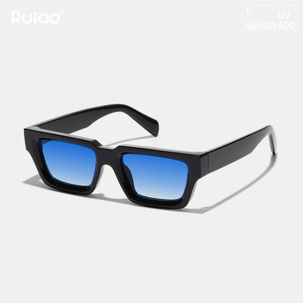 🕶️ Ruiao 2026 Black Small Rectangular Thick‑Frame Sunglasses