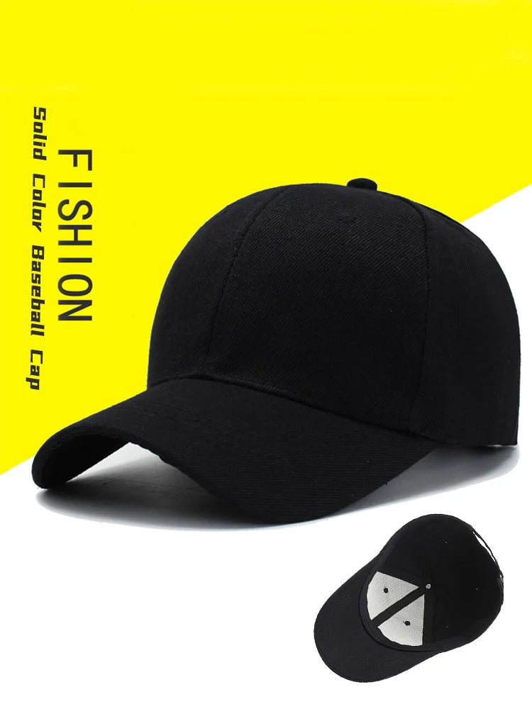 🧢 Solid Black Baseball Cap – Snapback / Fitted / Dad Hat