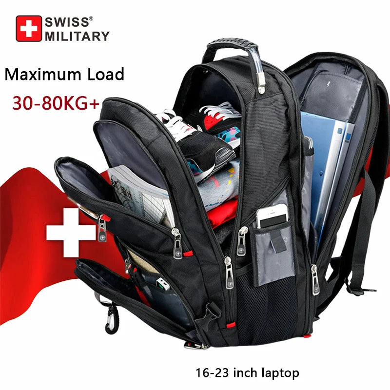 🎒 SWISS‑Style 17” Laptop Backpack | Waterproof + USB Charging