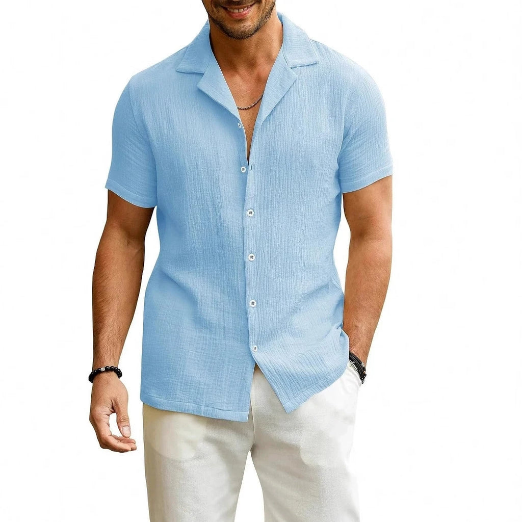 🌿 Men’s Cotton Linen Short Sleeve Shirt / Tee – Ultimate Summer Cool