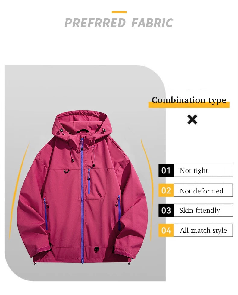 🧥 JNLN Unisex Waterproof Windbreaker – Single‑Layer Outdoor Jacket