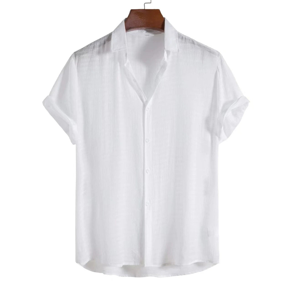 🌿 Men’s Cotton Linen Short Sleeve Shirt / Tee – Ultimate Summer Cool