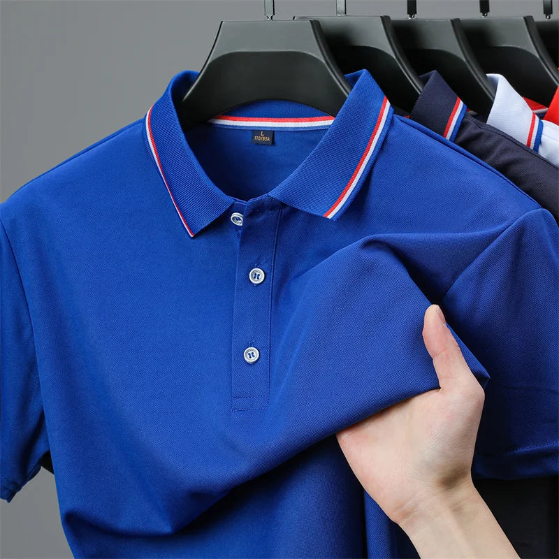 🧥 Men’s Solid Colour Short Sleeve Polo Shirt – Summer Essential