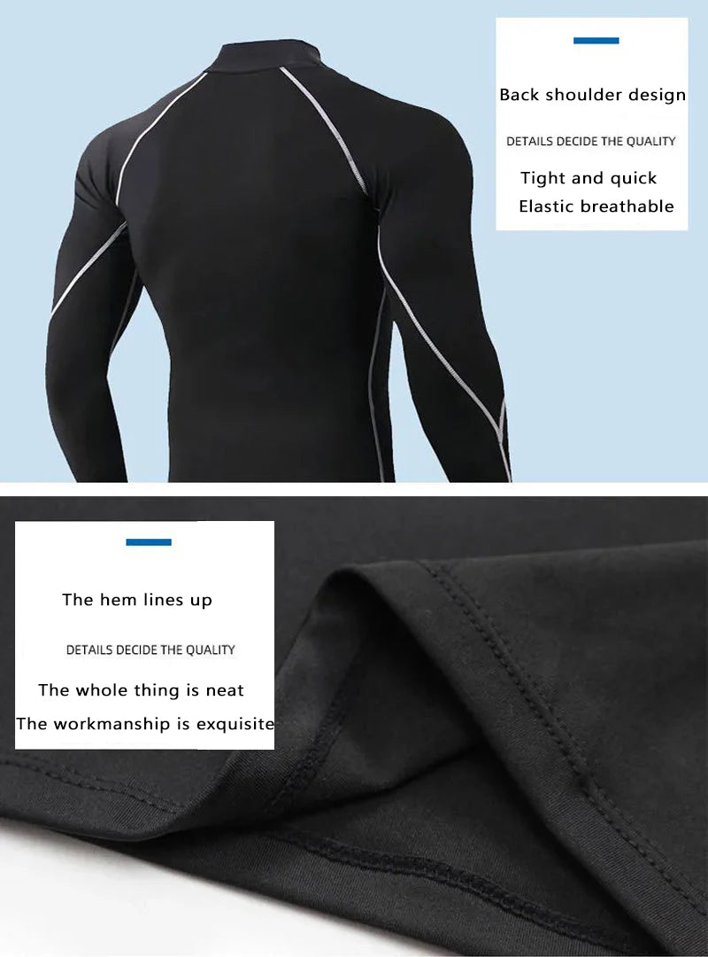 🧣 Men’s Turtleneck Compression Long Sleeve Rash Guard