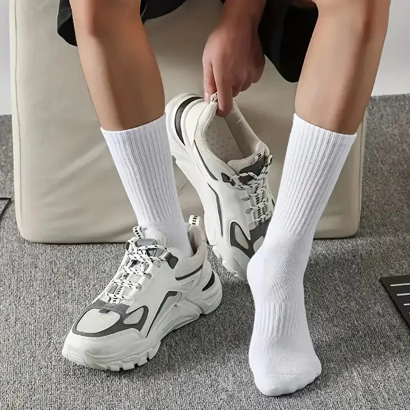 🧦 10 / 20 Pairs Neutral Solid Crew Socks | All‑Season Sports & Daily