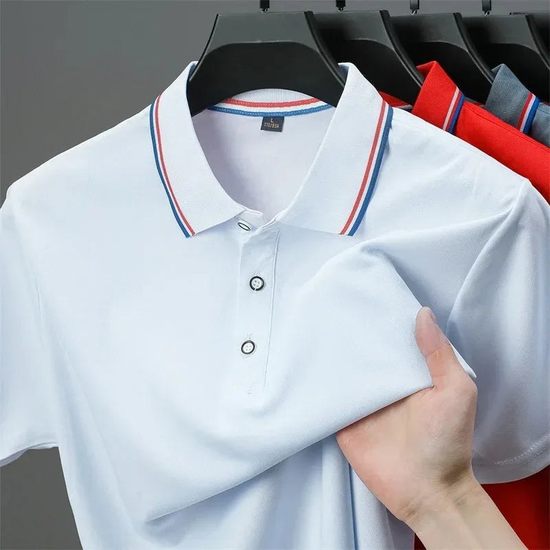 🧥 Men’s Solid Colour Short Sleeve Polo Shirt – Summer Essential