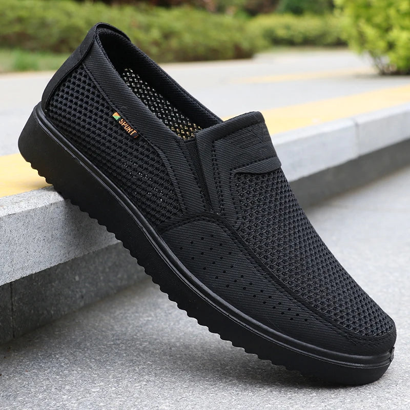🟤 Brown Mesh Slip‑On Casual Walking Shoes