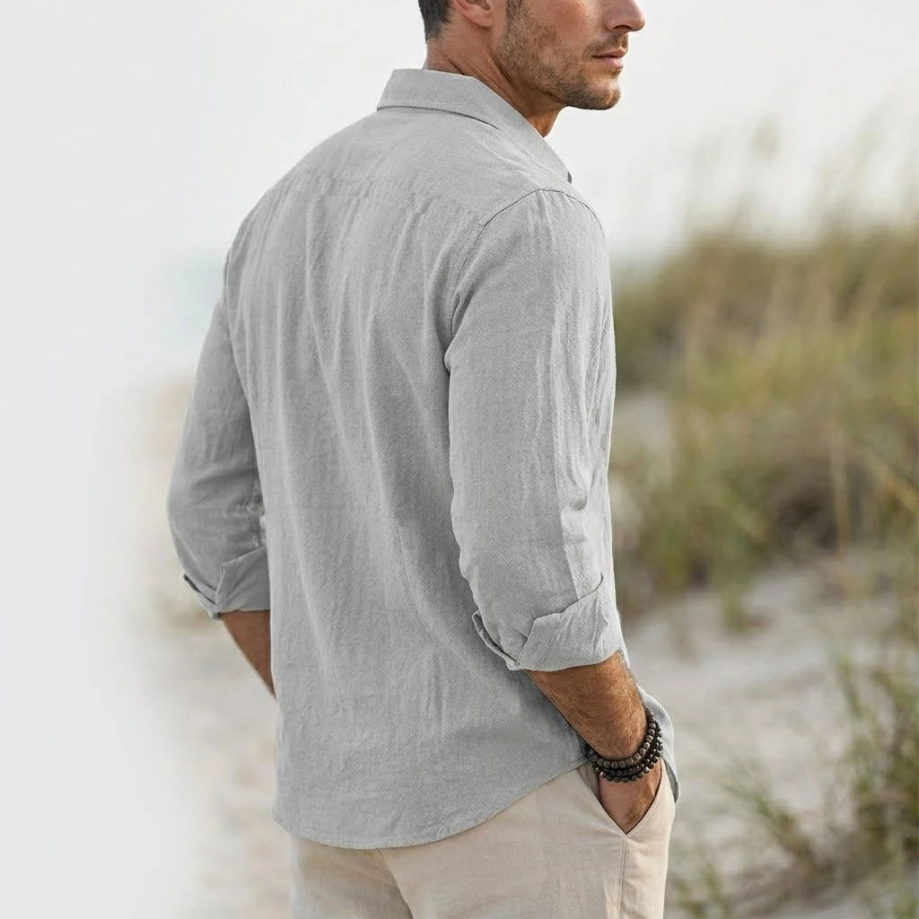 👕 Korean Linen‑Cotton Long‑Sleeve Shirts – Loose Breathable Style