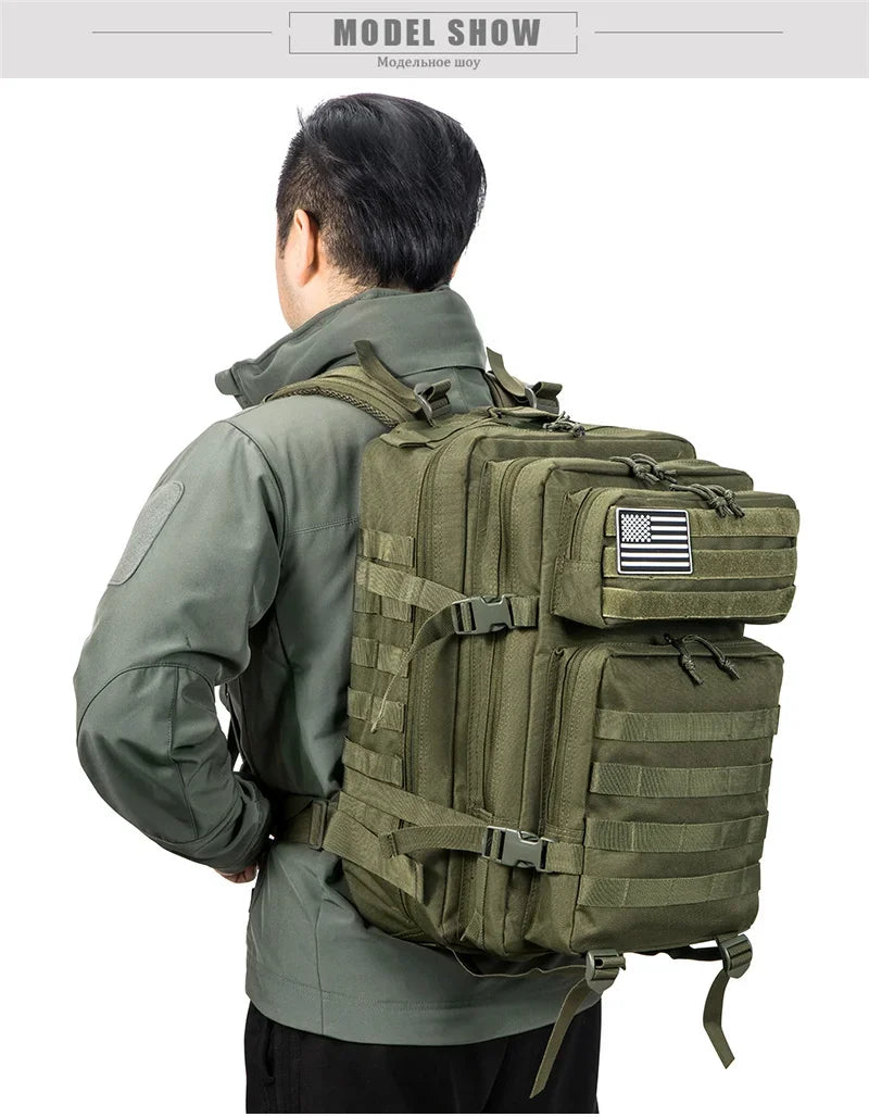 🎒 45L Tactical Outdoor Backpack | 3‑Day Molle Hiking Pack
