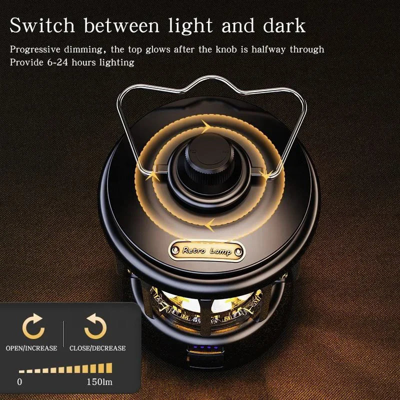 Outdoor Lantern Camping Tent Light Portable Retro Lighting Atmosphere Light LED Camping Light Adjustable Brightness