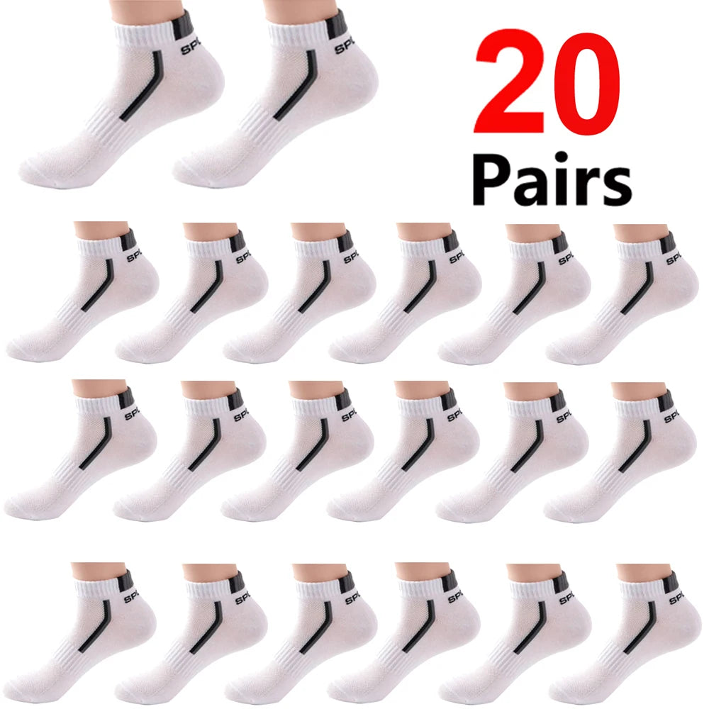 🧦 30 Pairs Men’s Mesh Ankle Socks | Color‑Block Sports & Casual