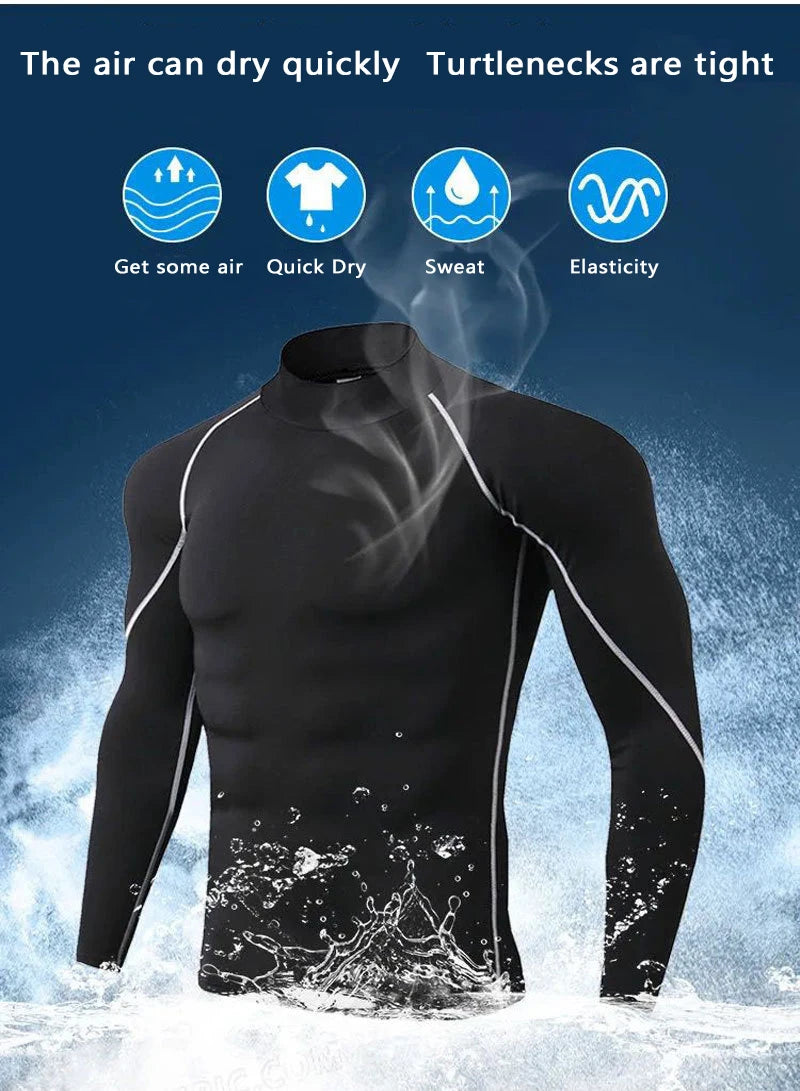 🧣 Men’s Turtleneck Compression Long Sleeve Rash Guard