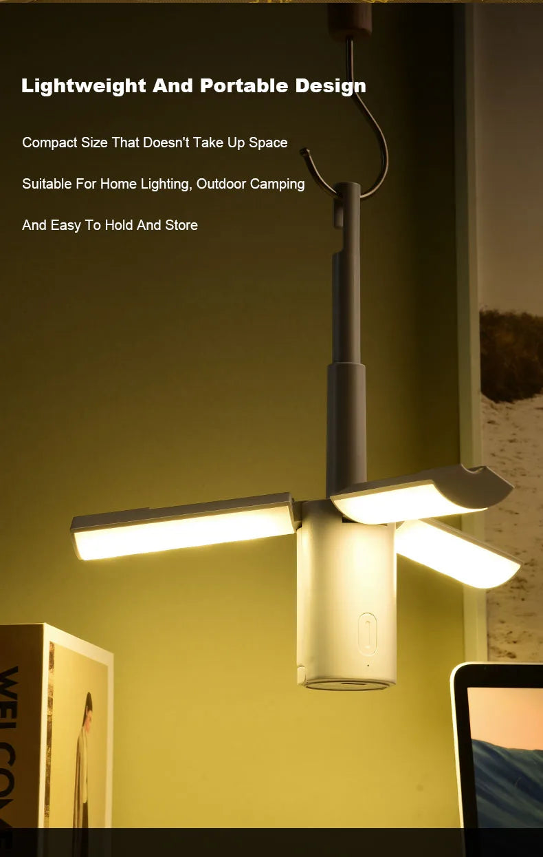 Outdoor Camping Light Portable Lantern Folding Rechargeable 3 Modes Dimmable for Outdoor Indoor Camping Tent Emergency Lighting