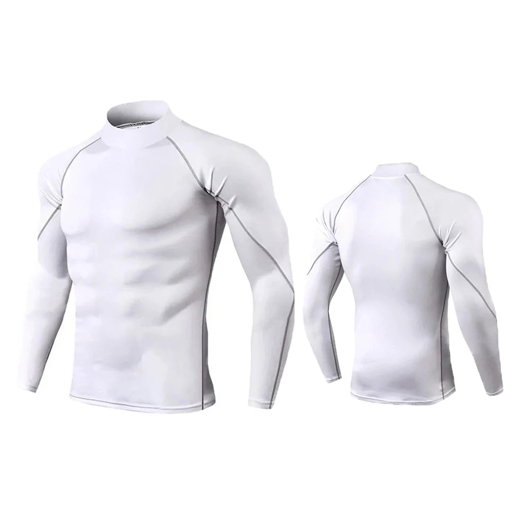 🧣 Men’s Turtleneck Compression Long Sleeve Rash Guard