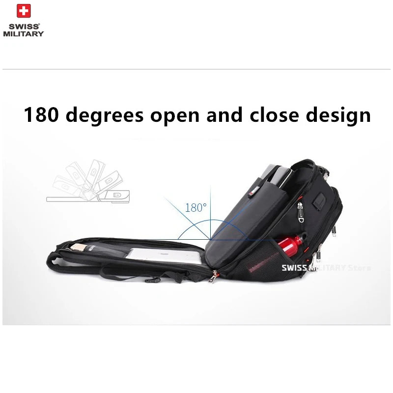 🎒 SWISS‑Style 17” Laptop Backpack | Waterproof + USB Charging