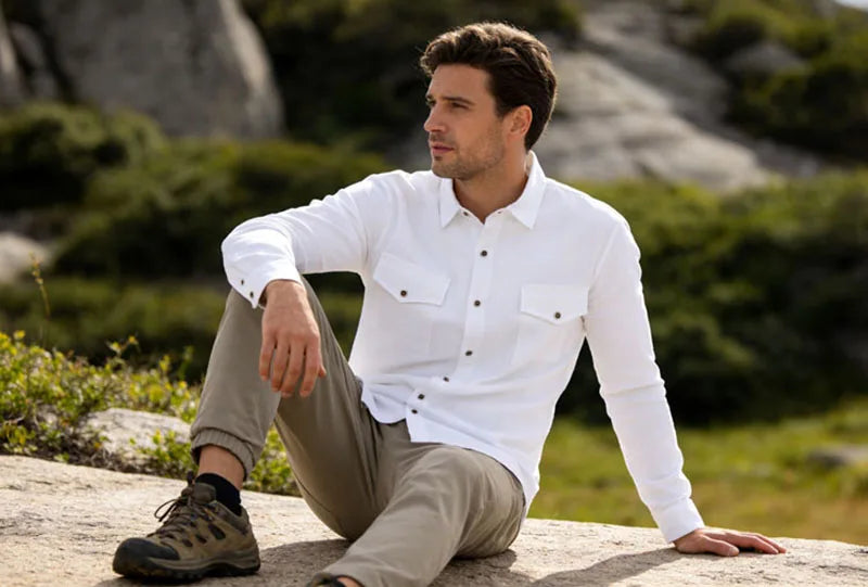 🌿 New Men’s Long‑Sleeve Linen‑Blend Casual Shirt