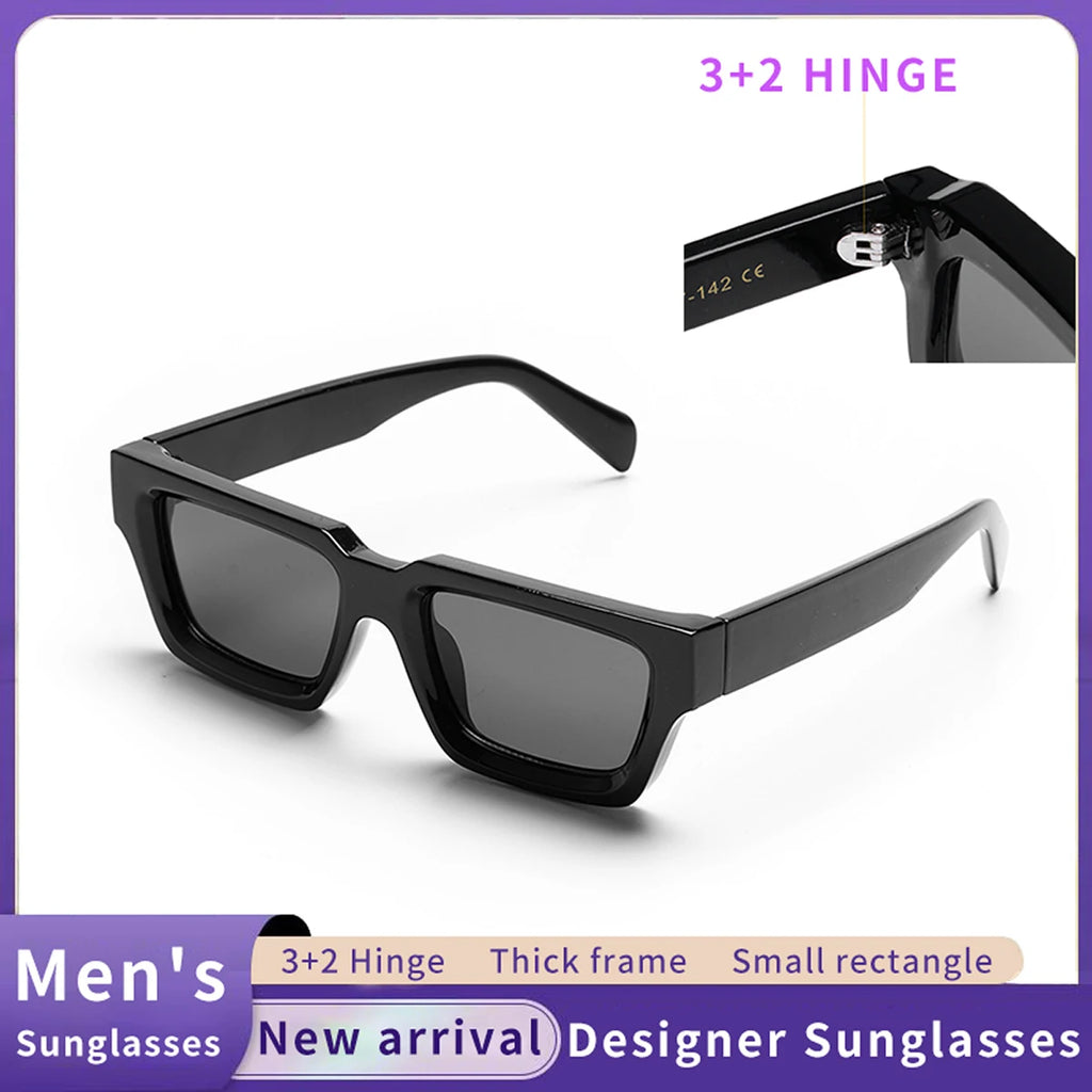 🕶️ Ruiao 2026 Black Small Rectangular Thick‑Frame Sunglasses