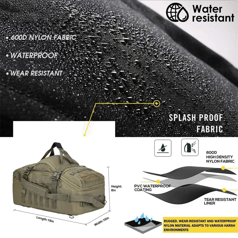 🎒 30L / 45L / 80L Tactical Duffle Backpack | 3‑in‑1 MOLLE Outdoor Bag Convertible design: works as backpack, duffle bag, or shoulder bag — tough, waterproof, built for travel, camping, and heavy use