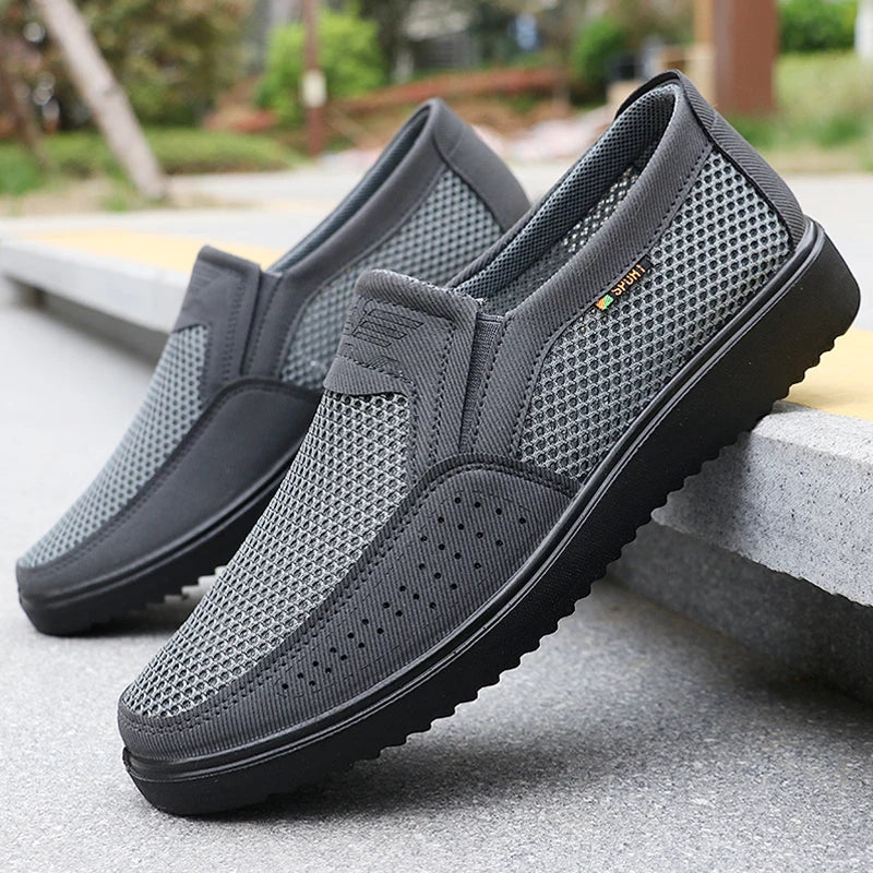 🟤 Brown Mesh Slip‑On Casual Walking Shoes