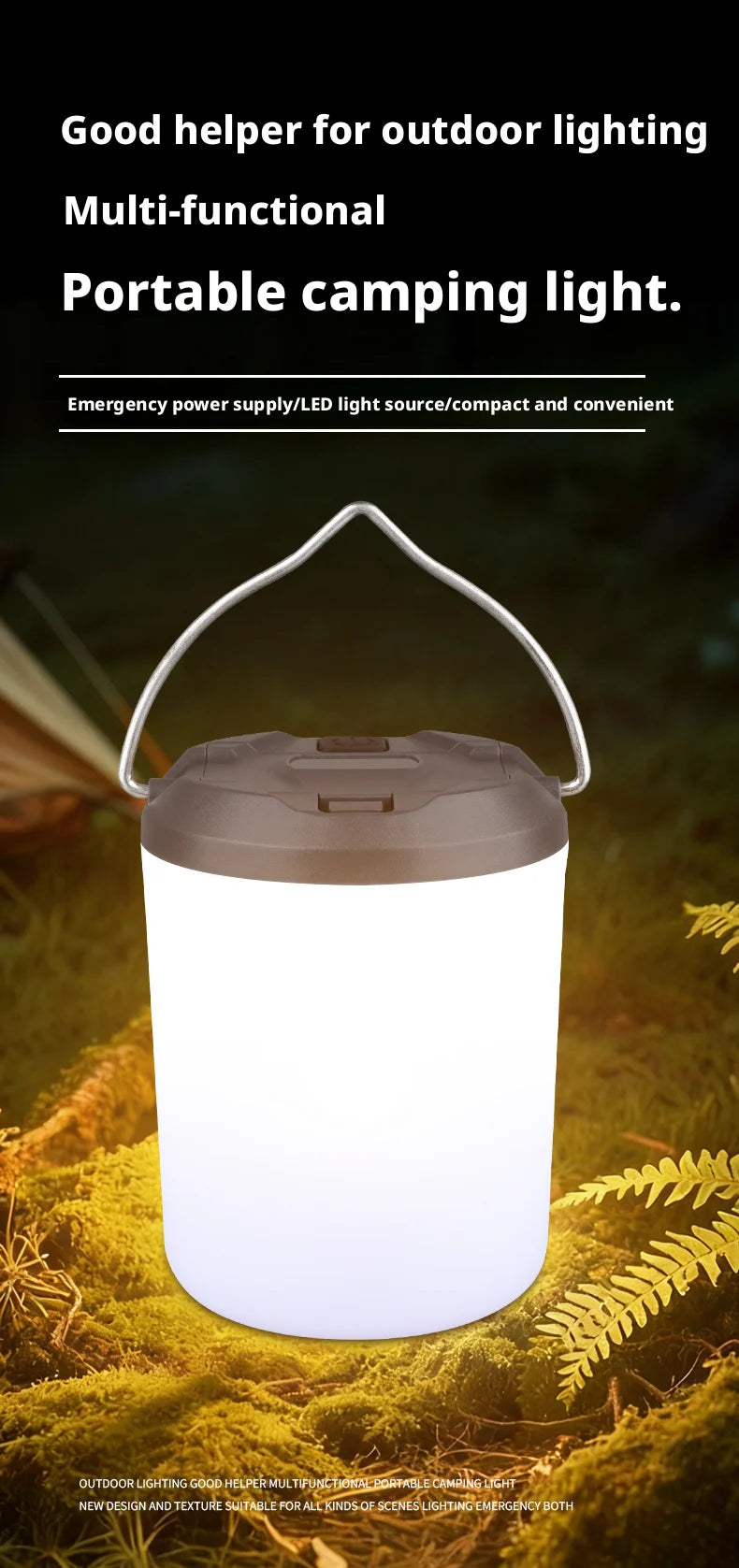 Outdoor Camping Lantern Atmosphere Tent Lighting Handheld Campsite Light Portable Illumination for Wilderness Adventures