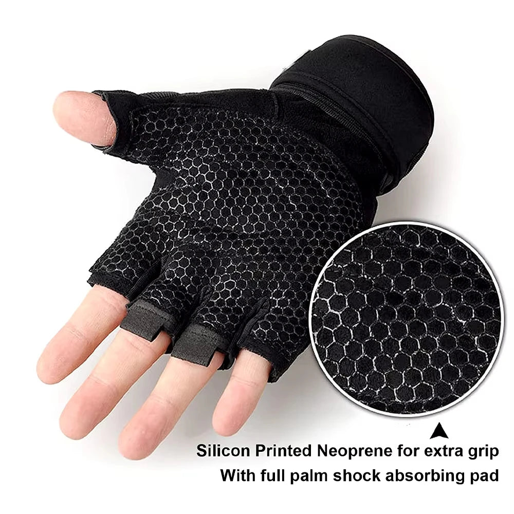 🧤 Half‑Finger Workout Gloves – With Wrist Wrap Support
