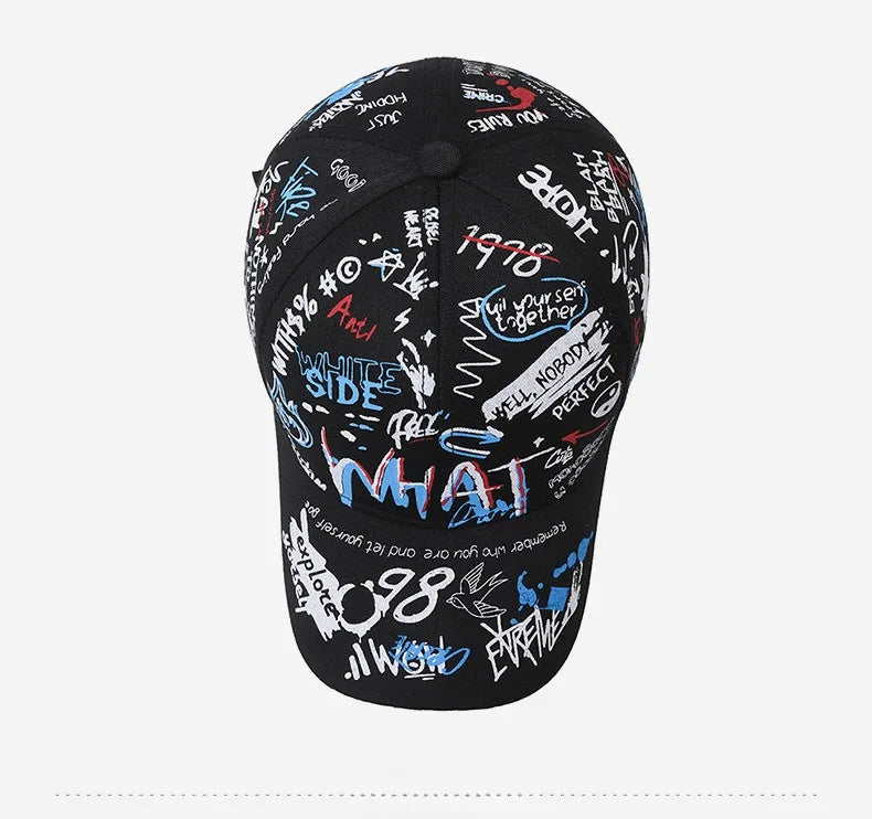 🧢 New Graffiti Printed Baseball Cap – Unisex Hip‑Hop Snapback