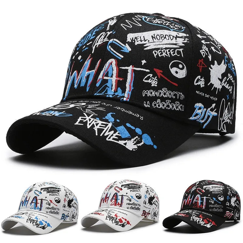 🧢 New Graffiti Printed Baseball Cap – Unisex Hip‑Hop Snapback