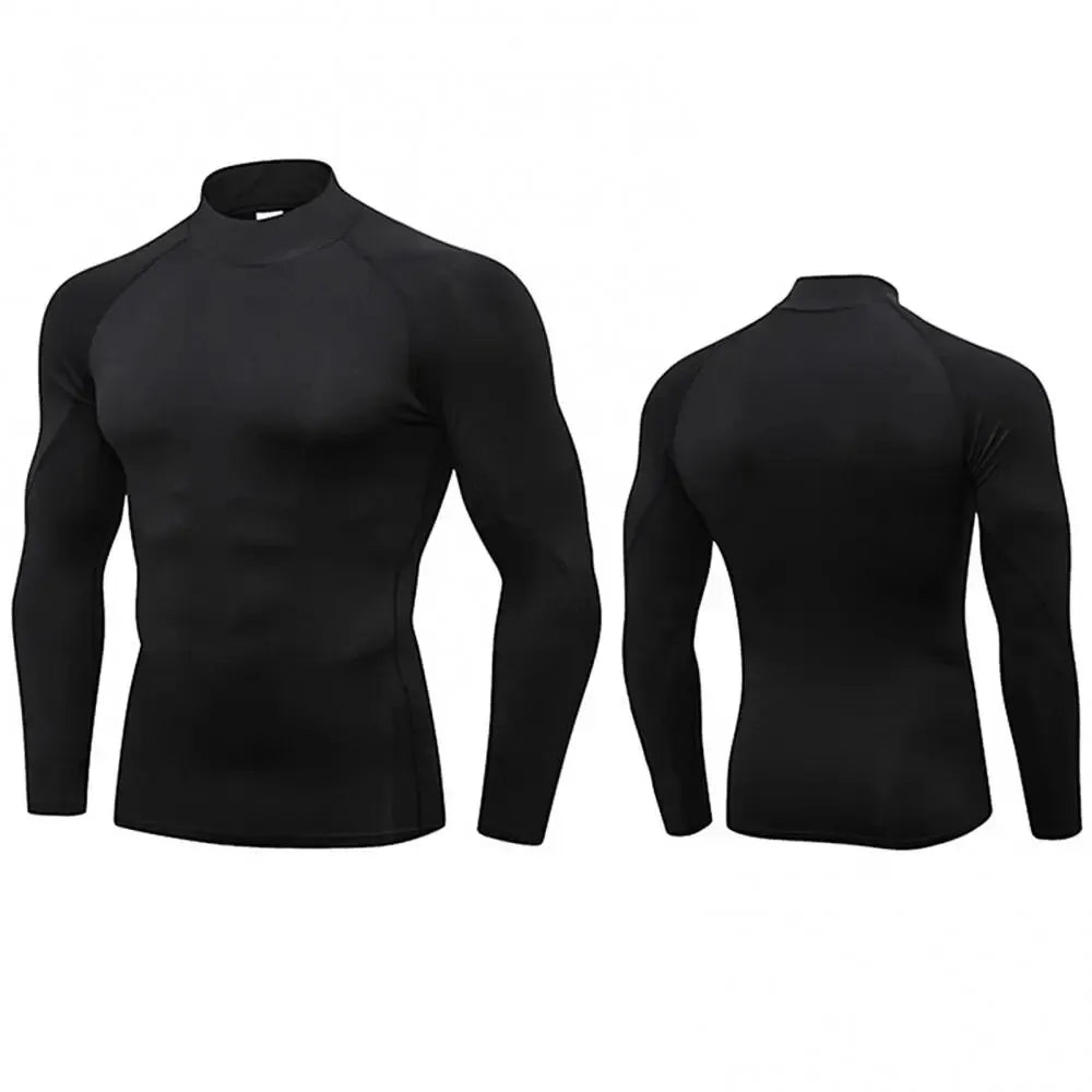 🧣 Men’s Turtleneck Compression Long Sleeve Rash Guard