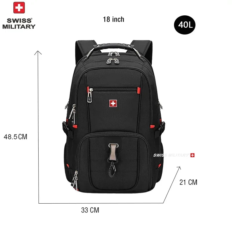 🎒 SWISS‑Style 17” Laptop Backpack | Waterproof + USB Charging