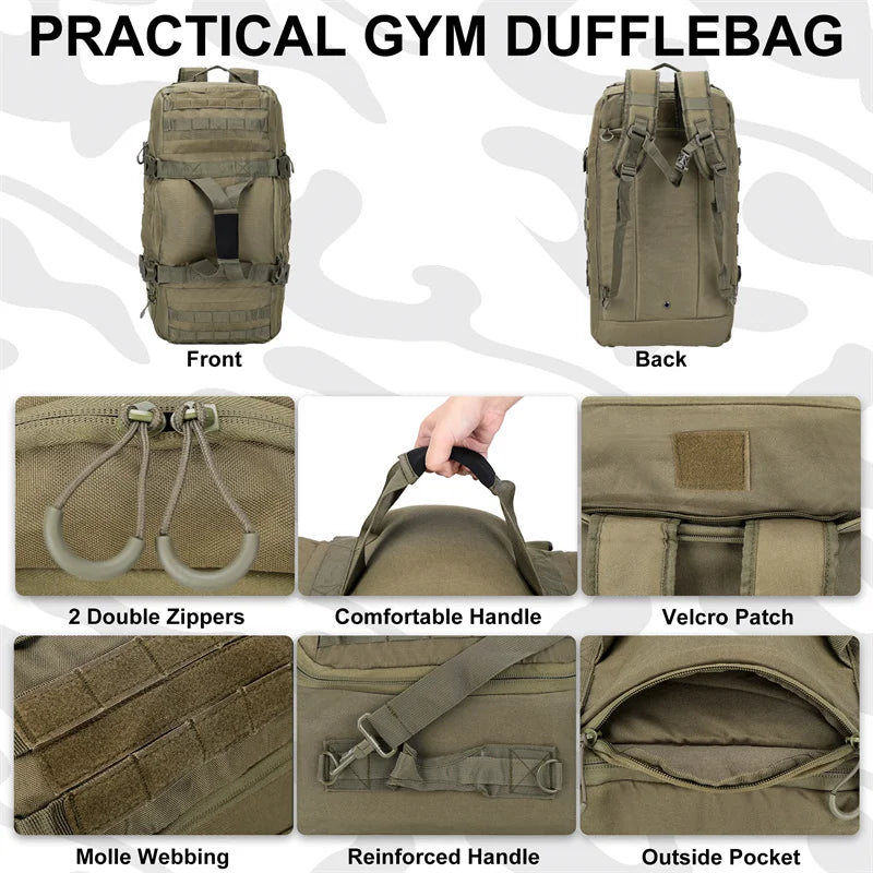 🎒 30L / 45L / 80L Tactical Duffle Backpack | 3‑in‑1 MOLLE Outdoor Bag Convertible design: works as backpack, duffle bag, or shoulder bag — tough, waterproof, built for travel, camping, and heavy use