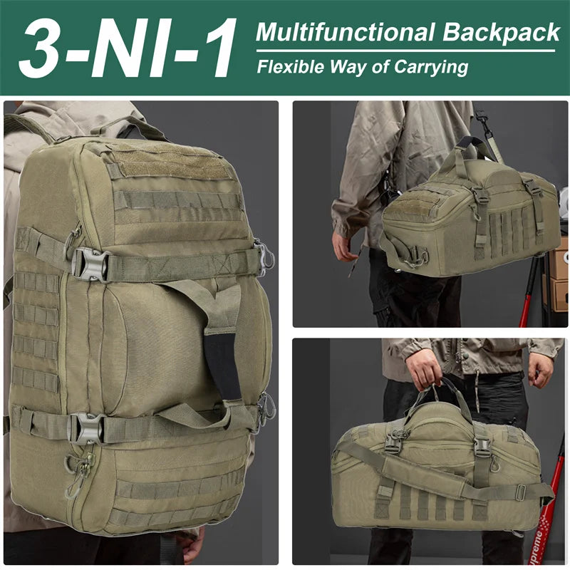 🎒 30L / 45L / 80L Tactical Duffle Backpack | 3‑in‑1 MOLLE Outdoor Bag Convertible design: works as backpack, duffle bag, or shoulder bag — tough, waterproof, built for travel, camping, and heavy use
