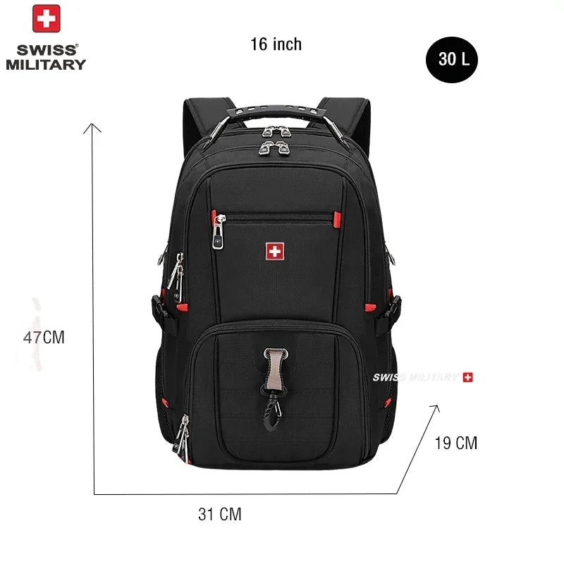 🎒 SWISS‑Style 17” Laptop Backpack | Waterproof + USB Charging