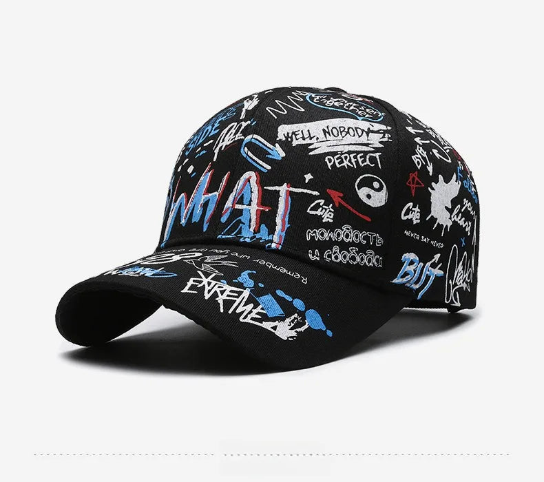 🧢 New Graffiti Printed Baseball Cap – Unisex Hip‑Hop Snapback