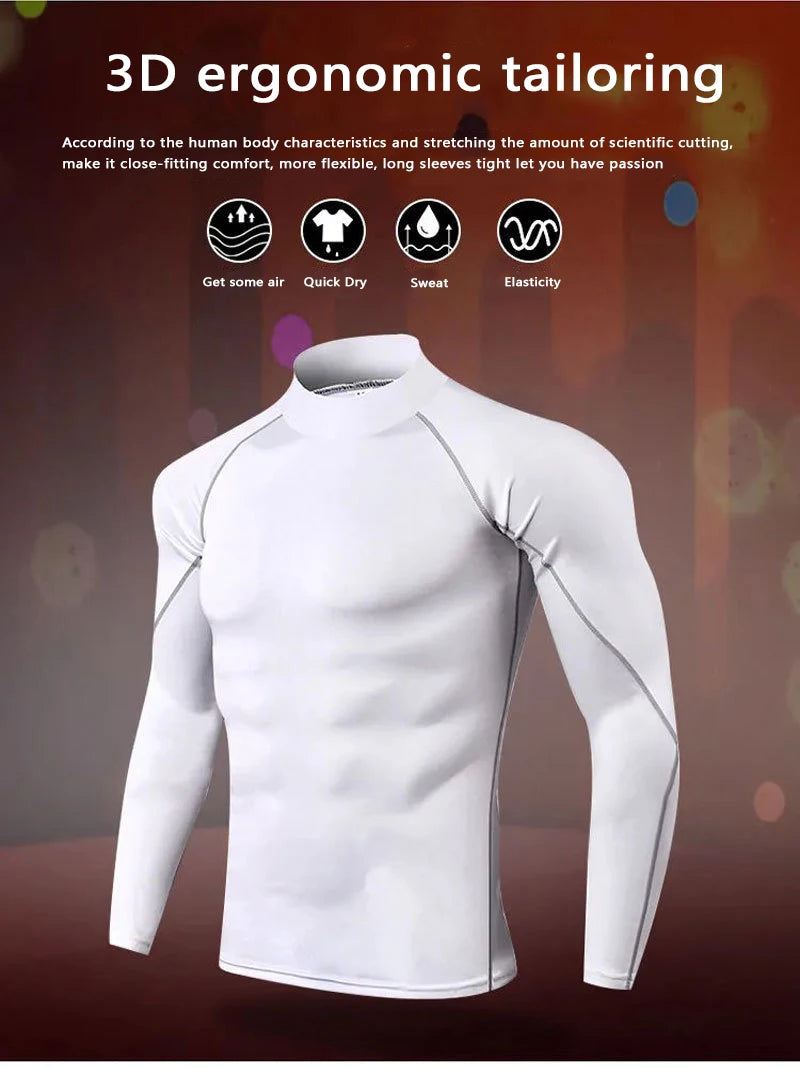 🧣 Men’s Turtleneck Compression Long Sleeve Rash Guard