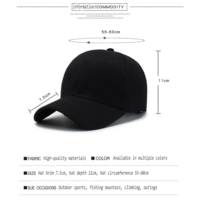 🧢 Solid Black Baseball Cap – Snapback / Fitted / Dad Hat