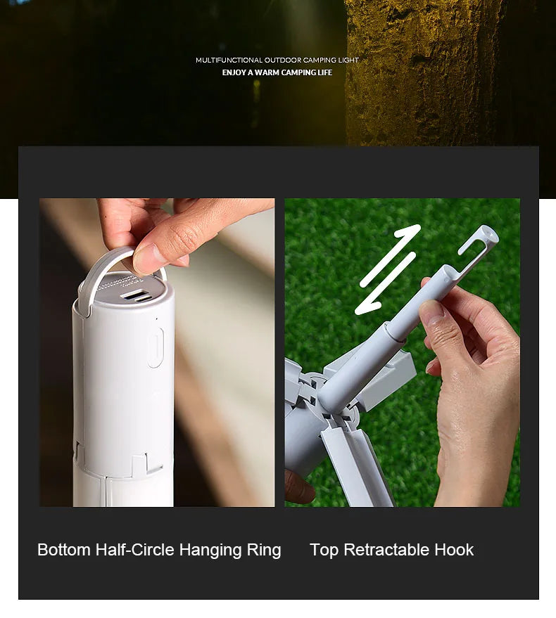 Outdoor Camping Light Portable Lantern Folding Rechargeable 3 Modes Dimmable for Outdoor Indoor Camping Tent Emergency Lighting