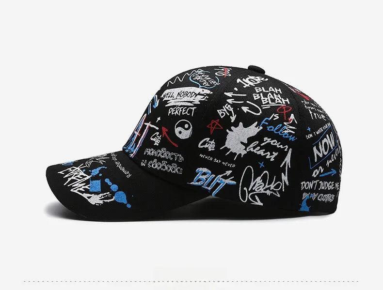 🧢 New Graffiti Printed Baseball Cap – Unisex Hip‑Hop Snapback