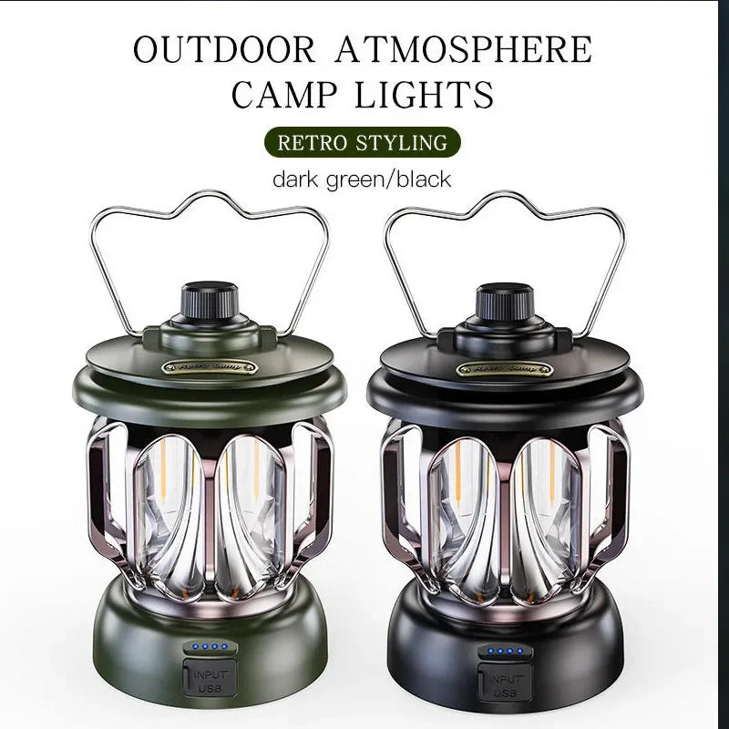 Outdoor Lantern Camping Tent Light Portable Retro Lighting Atmosphere Light LED Camping Light Adjustable Brightness