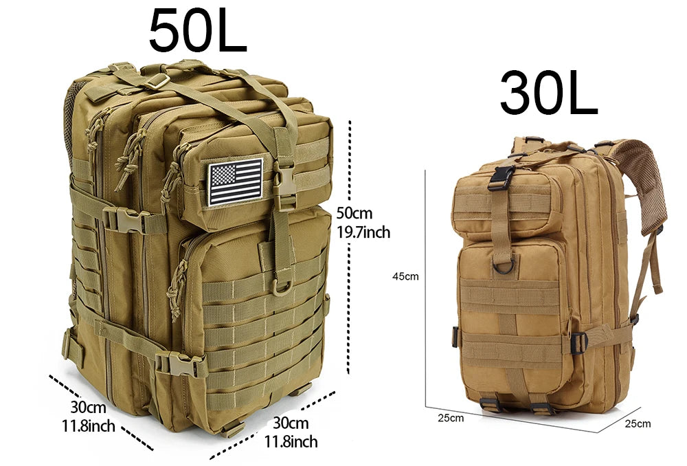 🎒 30L / 50L Tactical Backpack | MOLLE EDC Rucksack