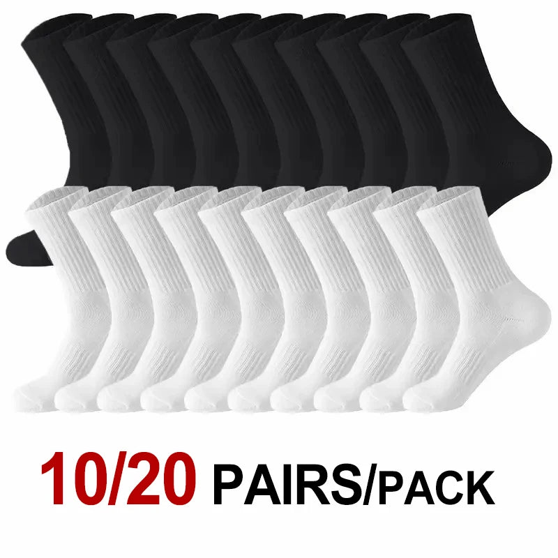 🧦 10 / 20 Pairs Neutral Solid Crew Socks | All‑Season Sports & Daily