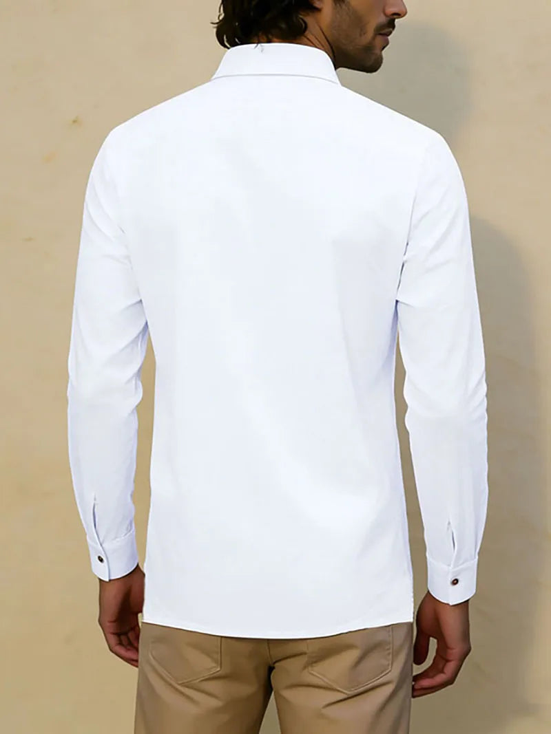 🌿 New Men’s Long‑Sleeve Linen‑Blend Casual Shirt