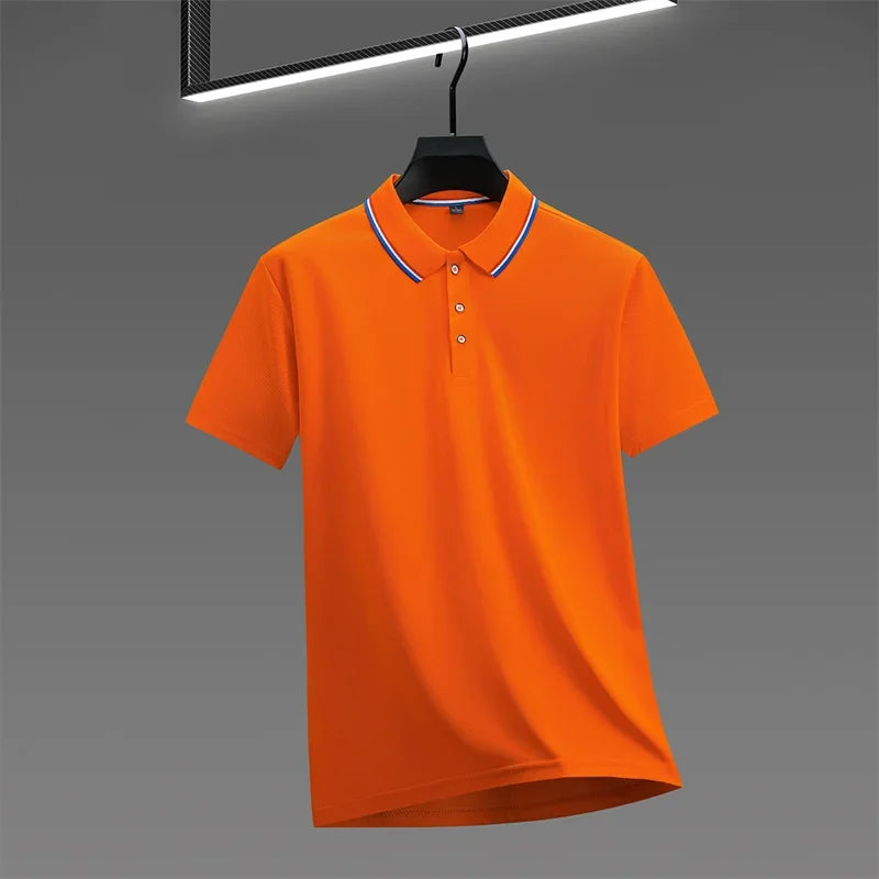 🧥 Men’s Solid Colour Short Sleeve Polo Shirt – Summer Essential