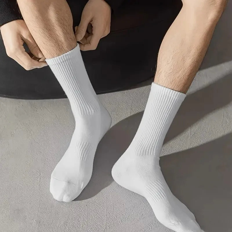 🧦 10 / 20 Pairs Neutral Solid Crew Socks | All‑Season Sports & Daily