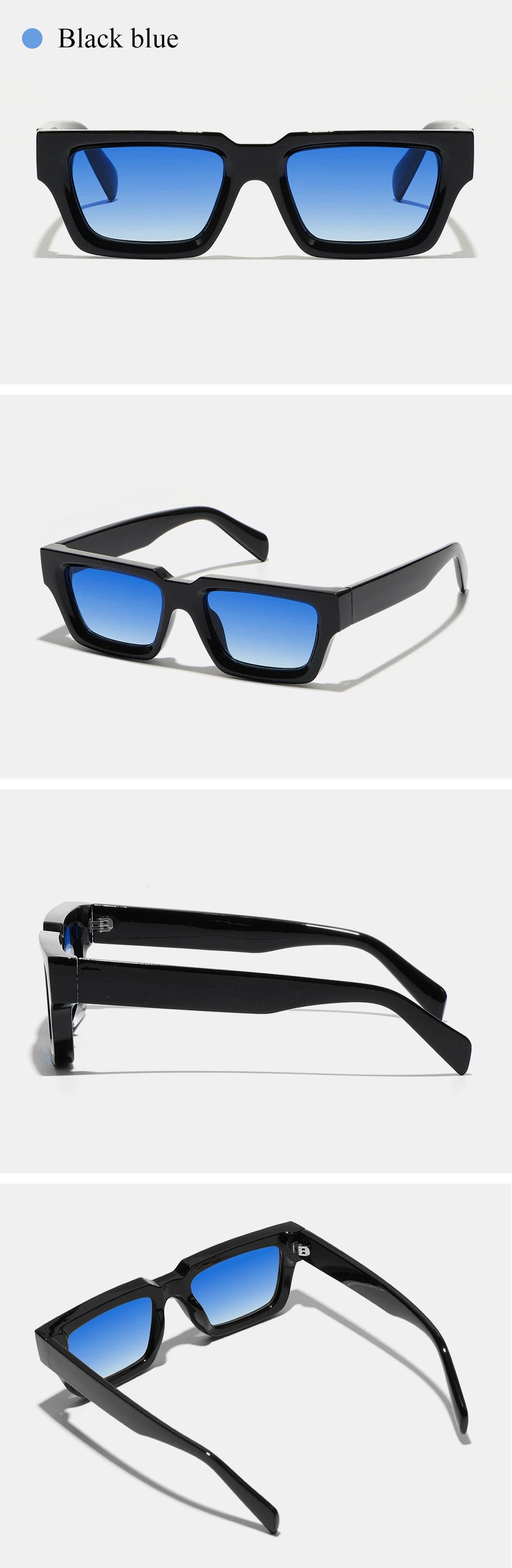 🕶️ Ruiao 2026 Black Small Rectangular Thick‑Frame Sunglasses