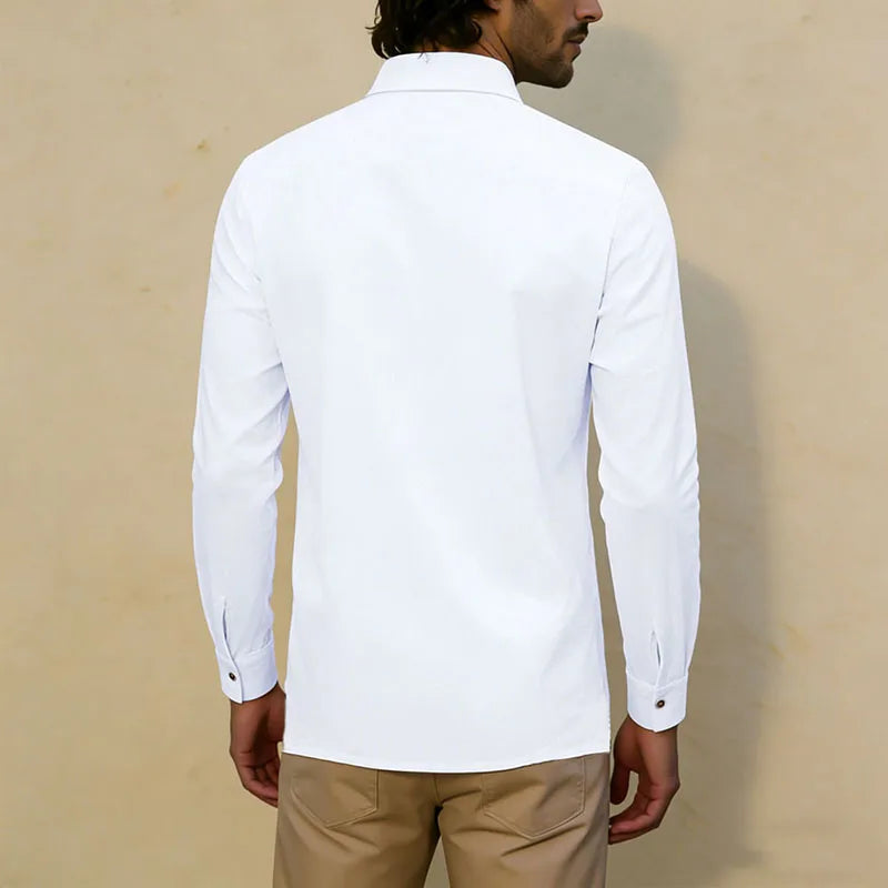 🌿 New Men’s Long‑Sleeve Linen‑Blend Casual Shirt