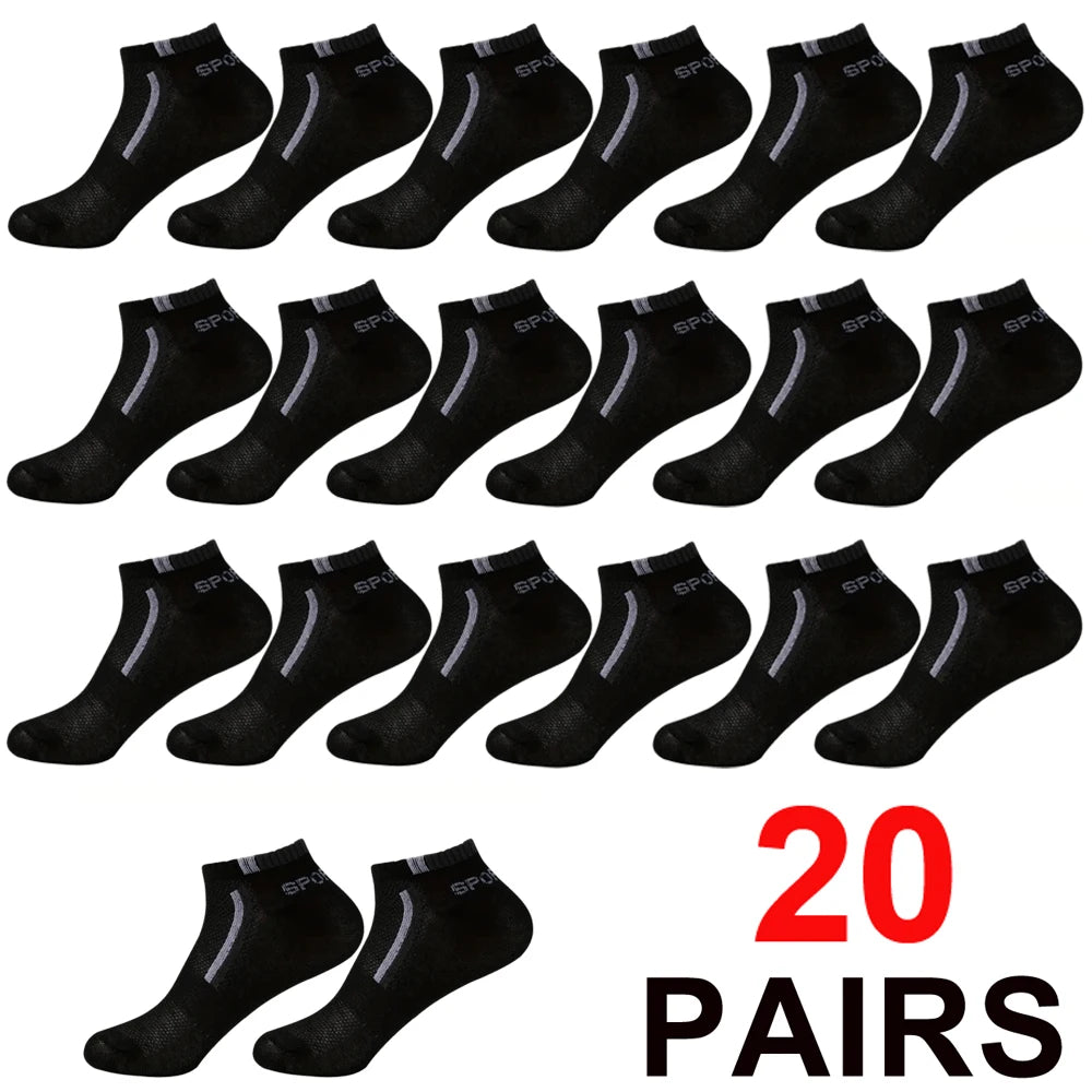 🧦 30 Pairs Men’s Mesh Ankle Socks | Color‑Block Sports & Casual