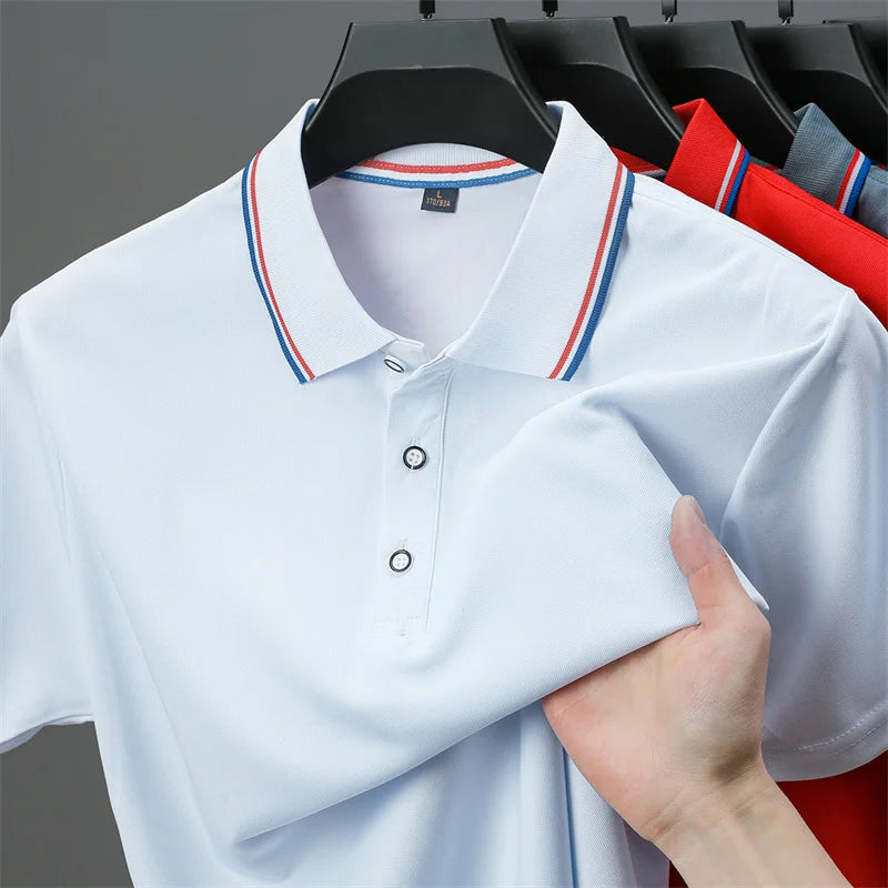 🧥 Men’s Solid Colour Short Sleeve Polo Shirt – Summer Essential